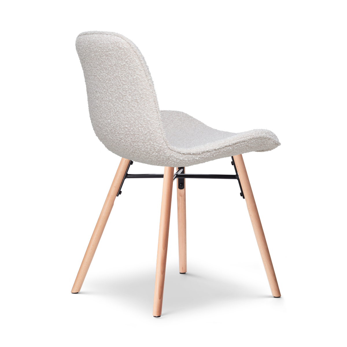Nena-Fé eetkamerstoel bouclé beige - houten onderstel