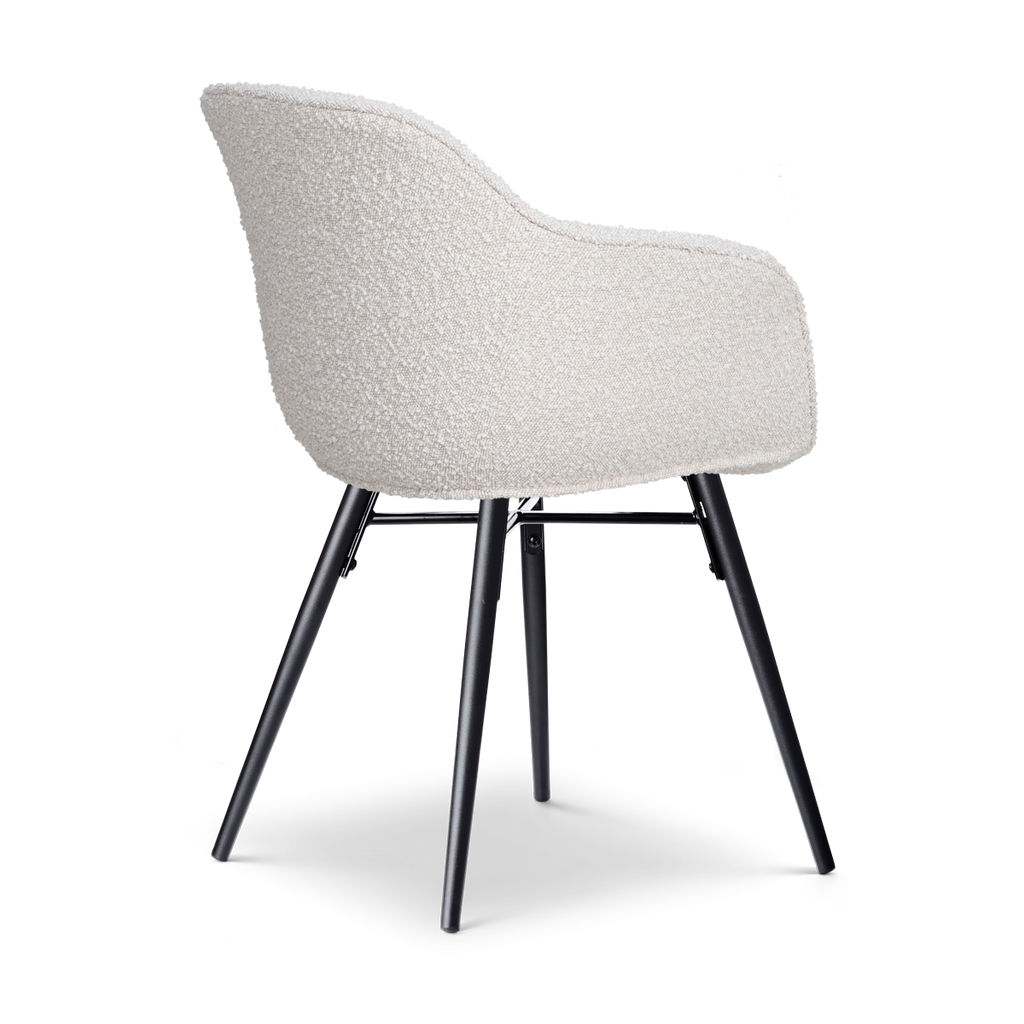 Nena-Mare eetkamerstoel bouclé beige - zwart houten onderstel