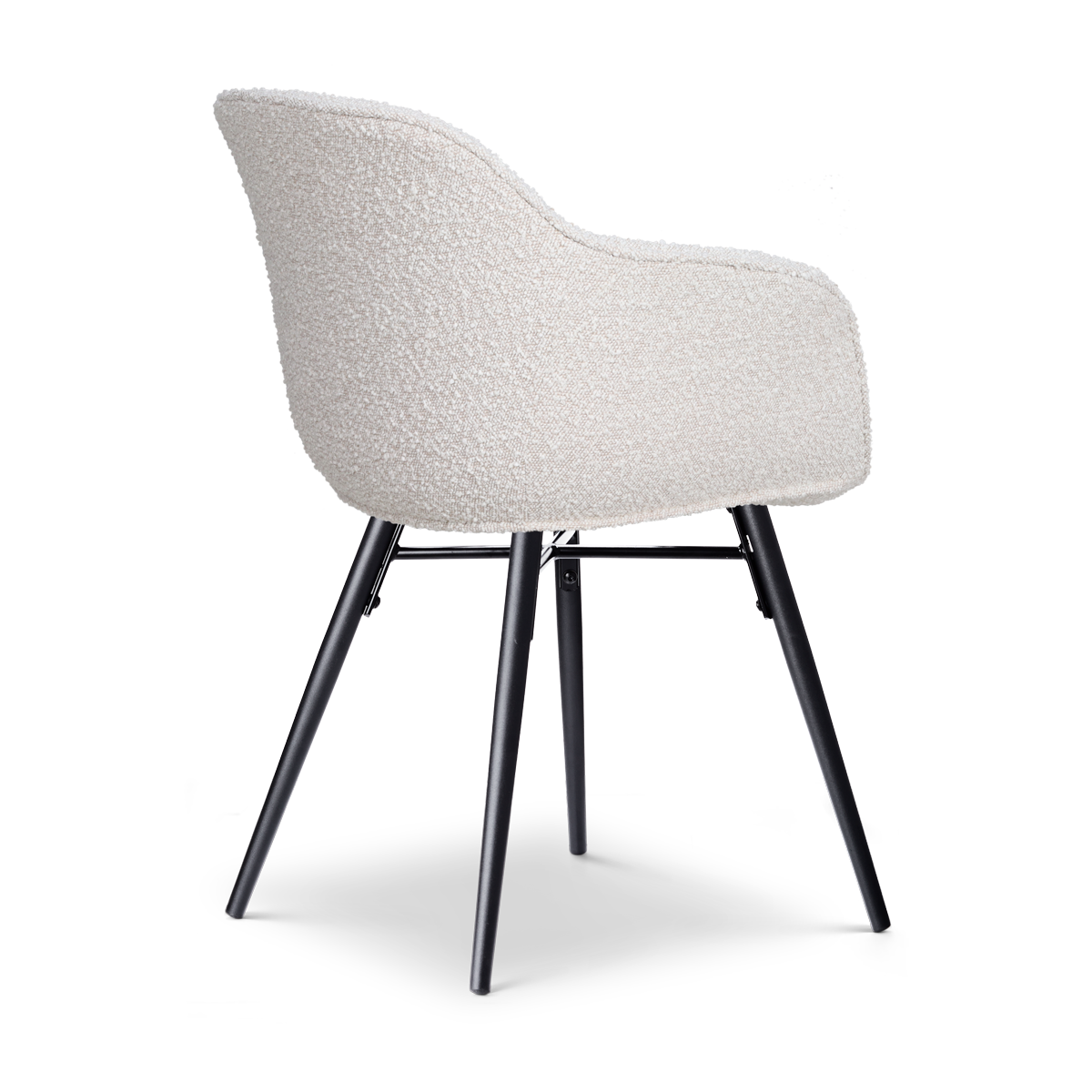 Nena-Mare eetkamerstoel bouclé beige - zwart houten onderstel