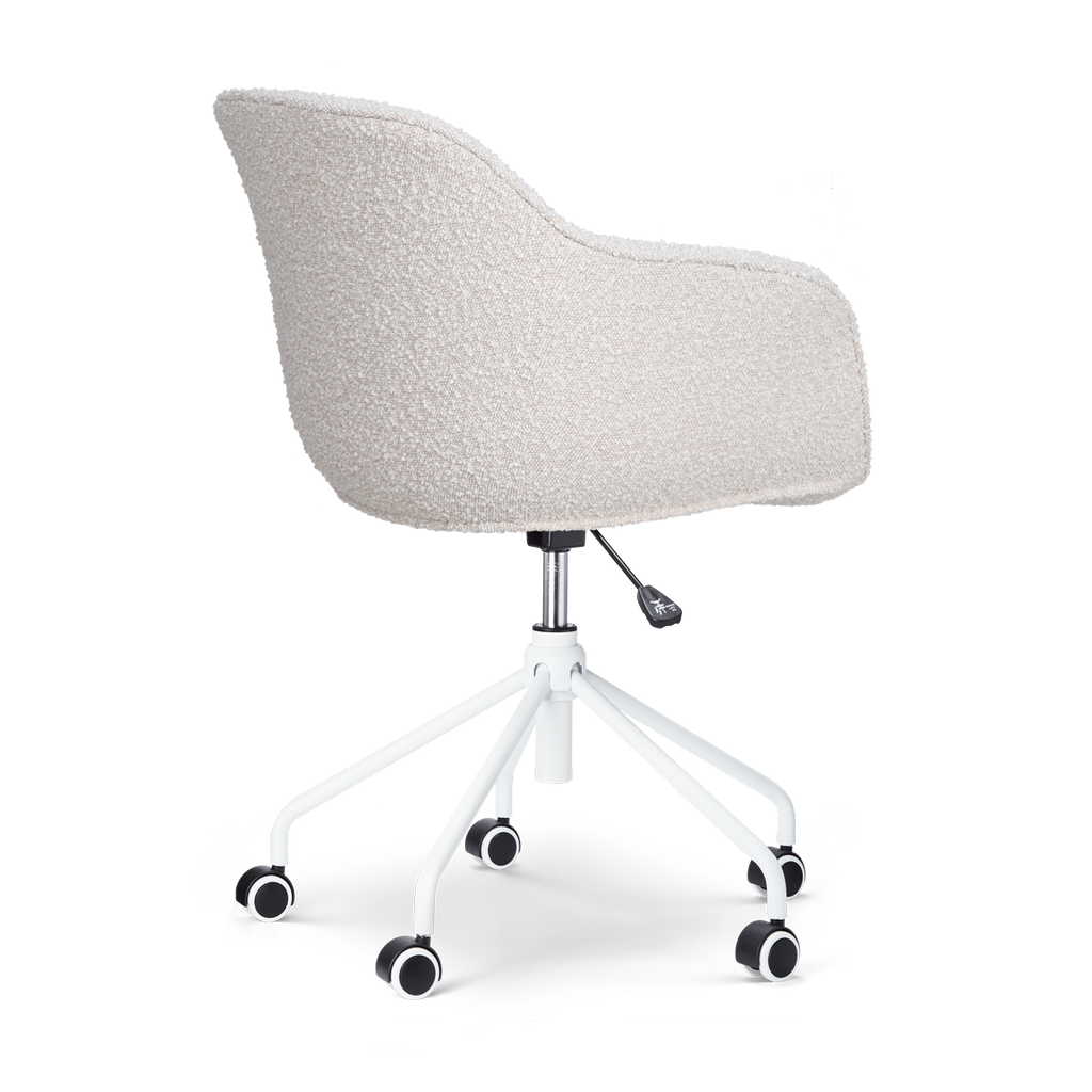Nout-Mare bureaustoel bouclé beige - wit onderstel