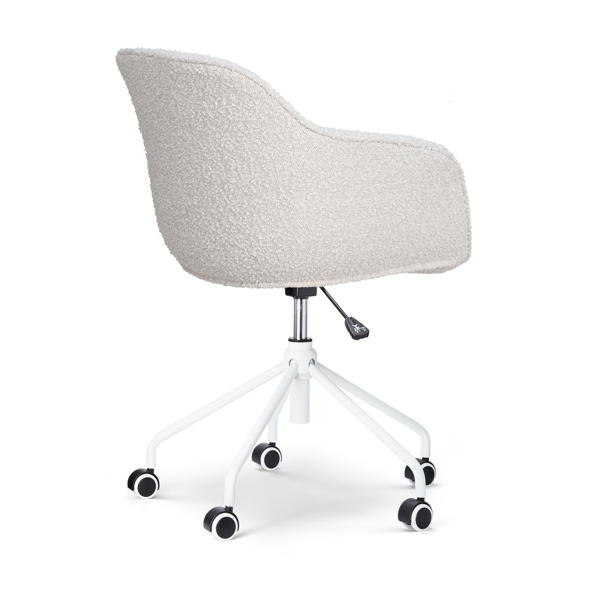 Nout-Mare bureaustoel bouclé beige - wit onderstel
