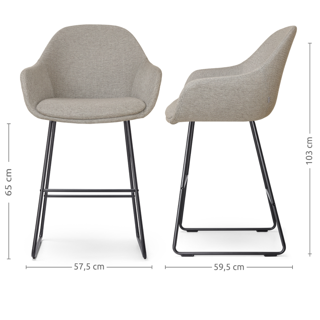 Nino-Mae barkruk warm grijs - zwart onderstel - 65 cm
