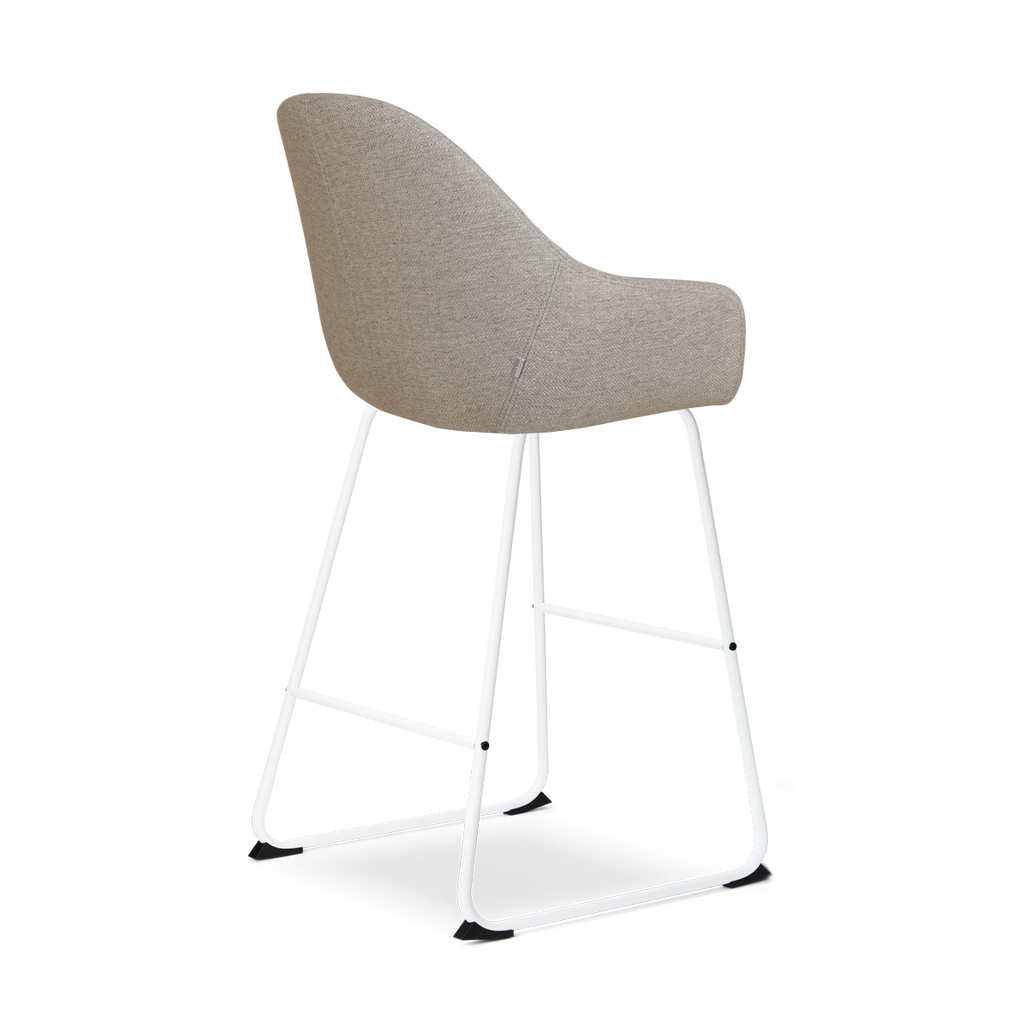 Nino-Mae barkruk warm grijs - wit onderstel - 75 cm