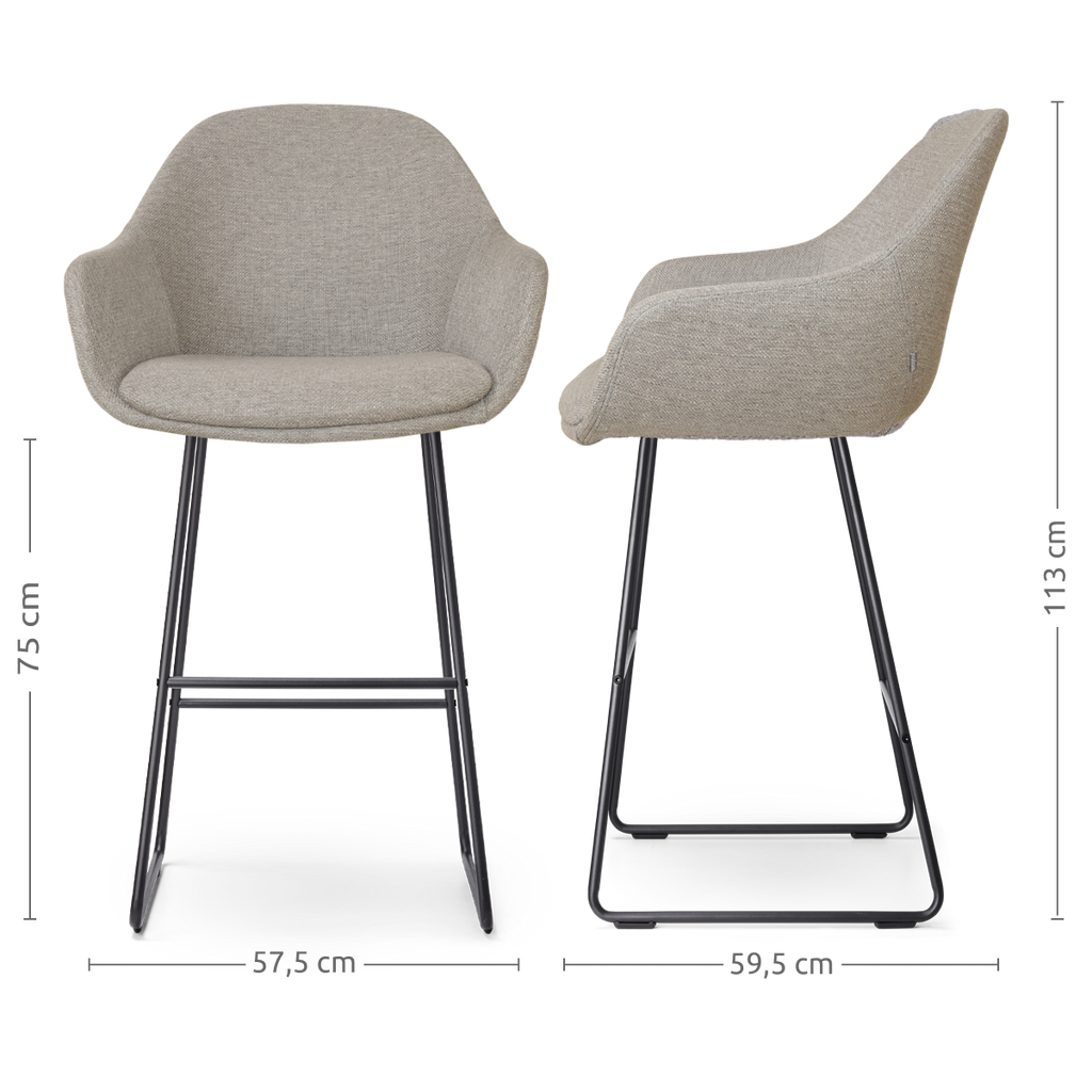 Nino-Mae barkruk warm grijs - zwart onderstel - 75 cm