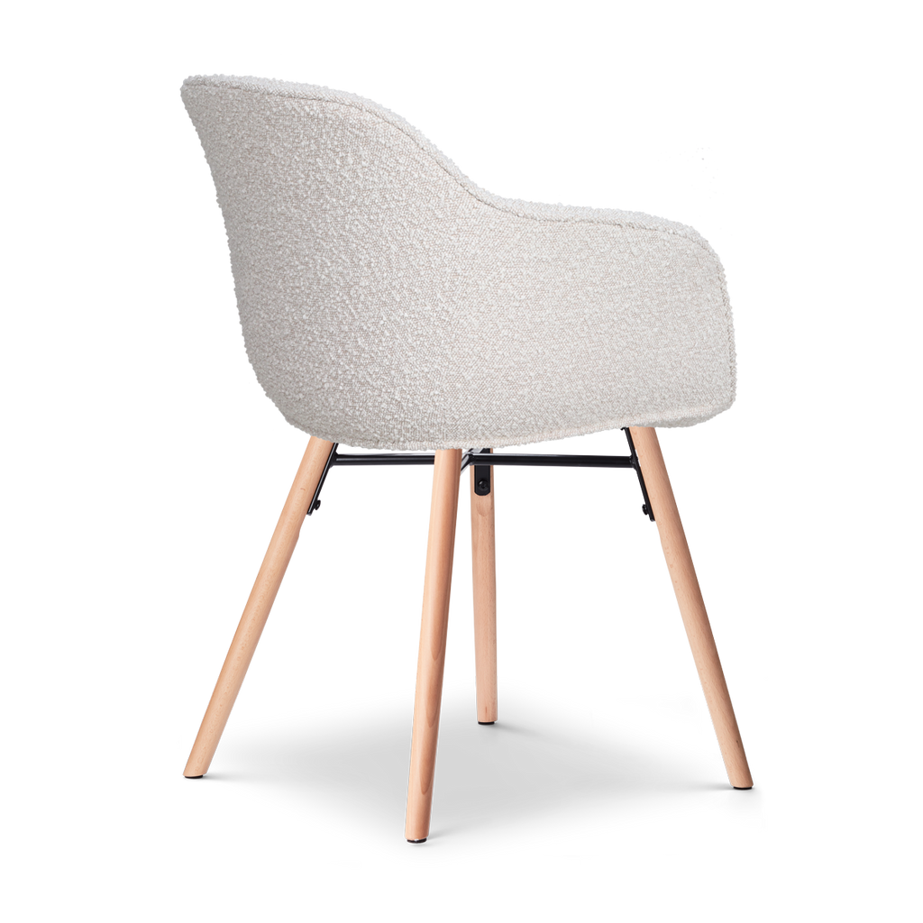 Nena-Mare eetkamerstoel bouclé beige - houten onderstel