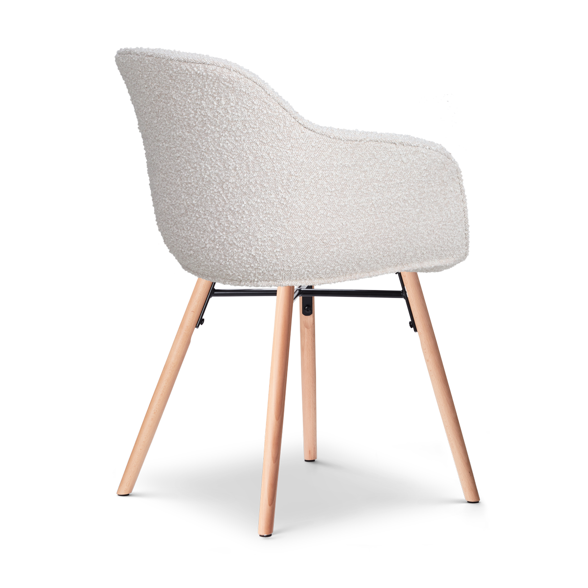 Nena-Mare eetkamerstoel bouclé beige - houten onderstel