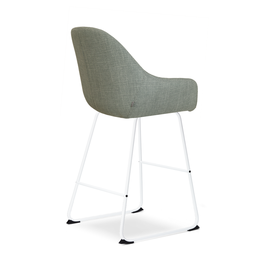 Nino-Mae barkruk saliegroen - wit onderstel - 65 cm