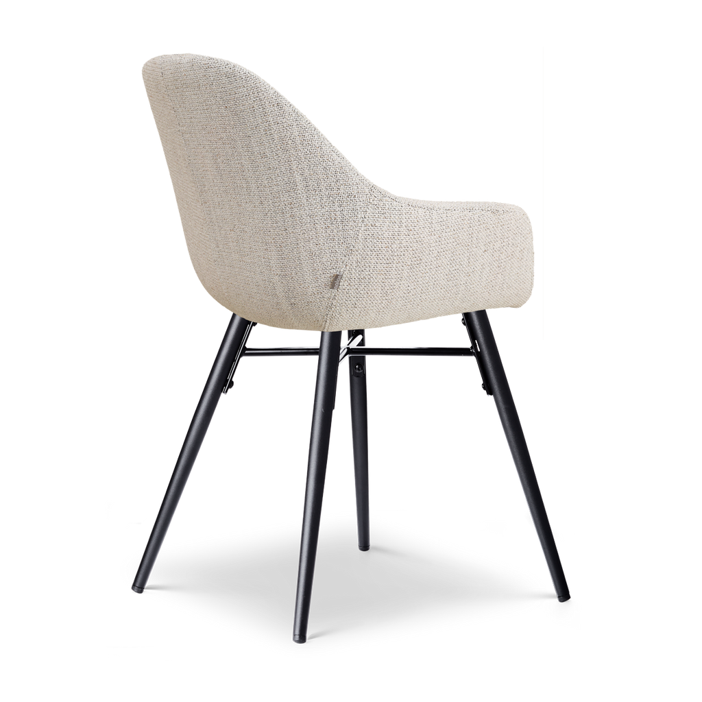 Nena-Isa eetkamerstoel beige gemêleerd - walnoot houten onderstel