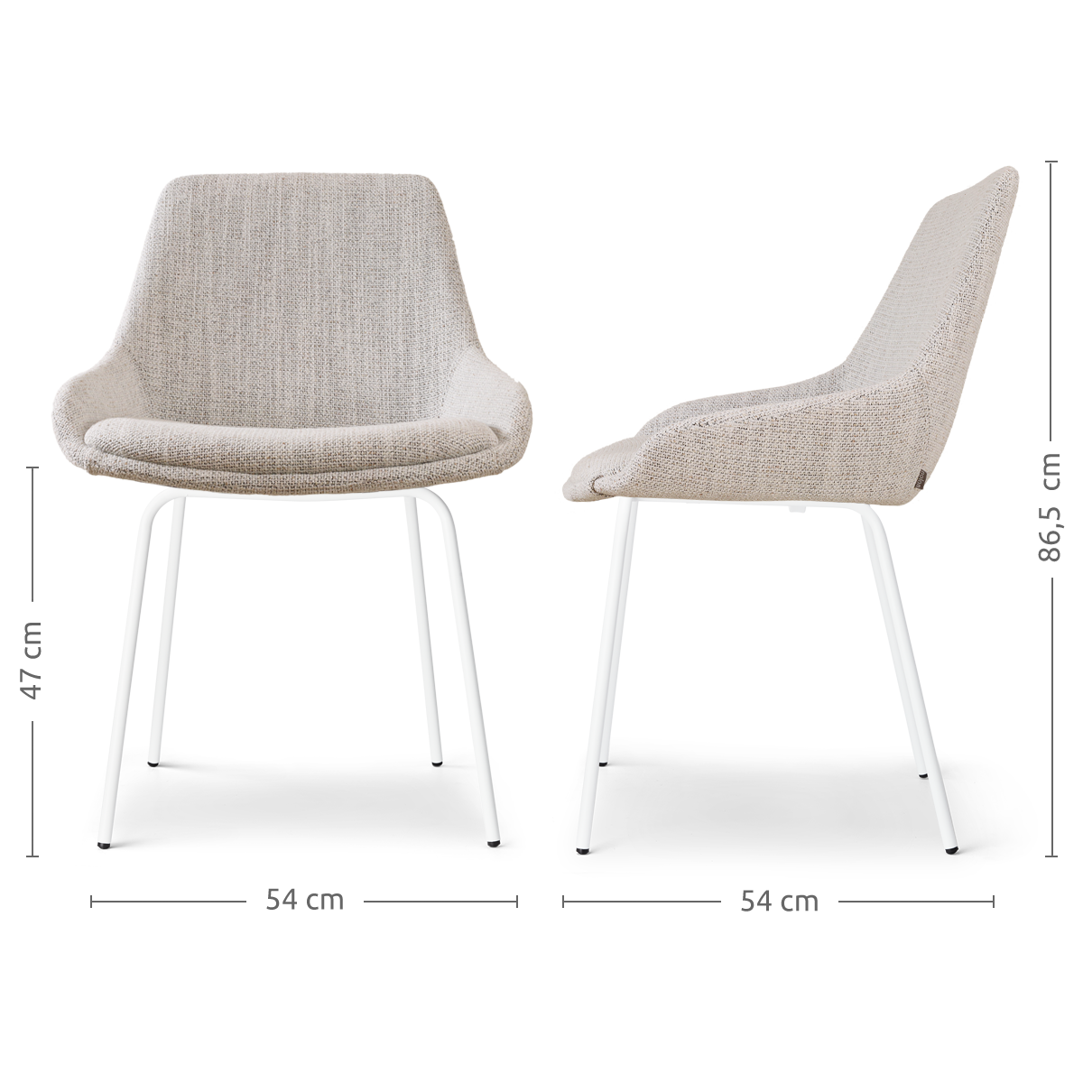 Nora-Isa eetkamerstoel beige gemêleerd - wit onderstel