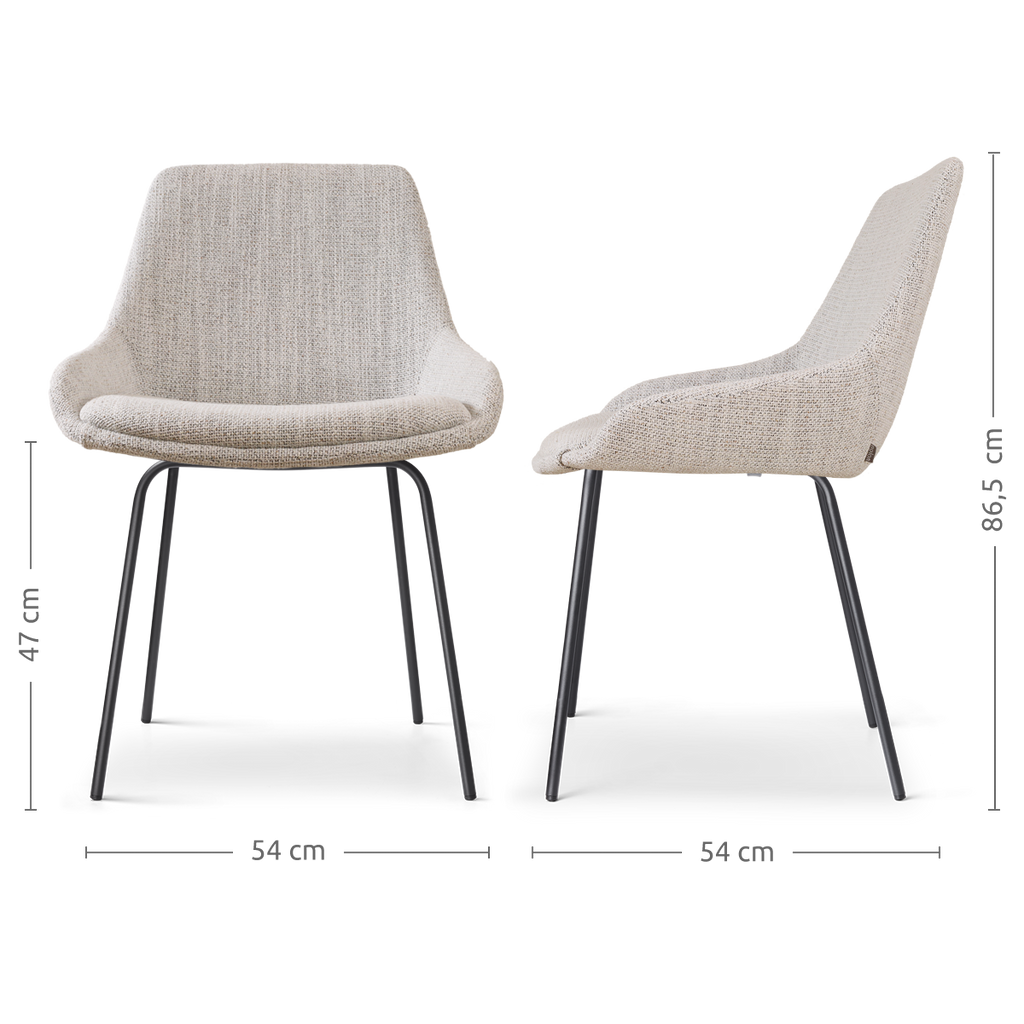 Nora-Isa eetkamerstoel beige gemêleerd - zwart onderstel