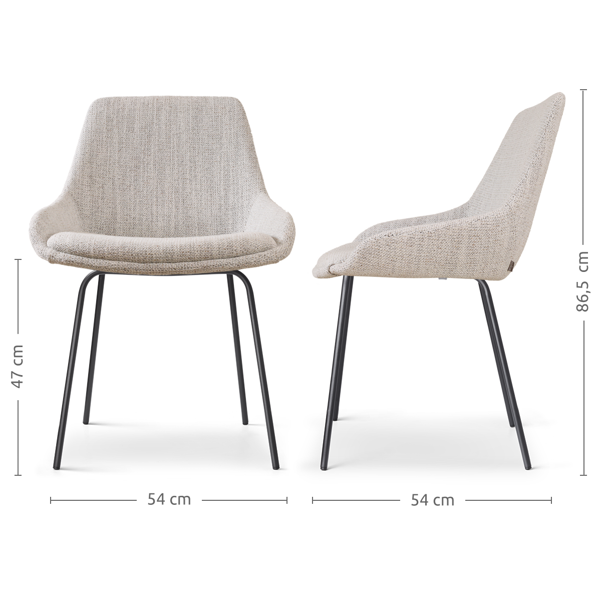 Nora-Isa eetkamerstoel beige gemêleerd - zwart onderstel