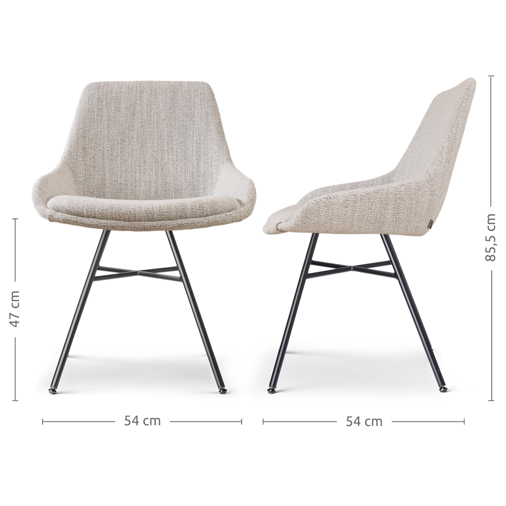 Noa-Isa eetkamerstoel beige gemêleerd - zwart onderstel