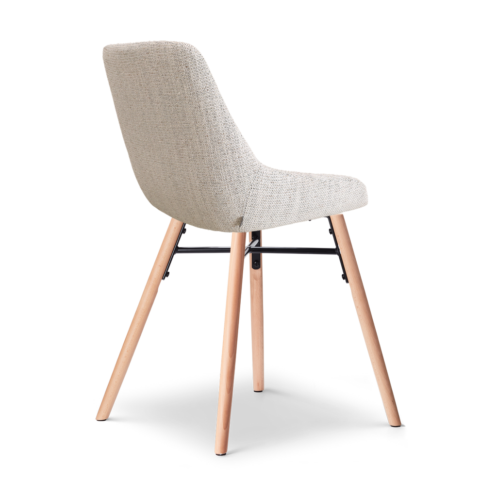 Nena-Isa eetkamerstoel beige gemêleerd - houten onderstel