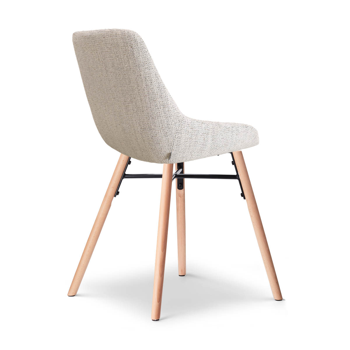 Nena-Isa eetkamerstoel beige gemêleerd - houten onderstel