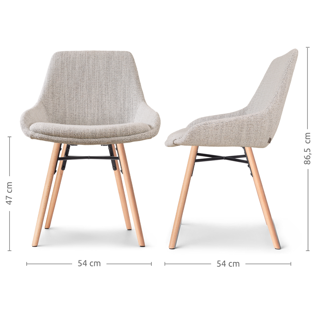 Nena-Isa eetkamerstoel beige gemêleerd - houten onderstel