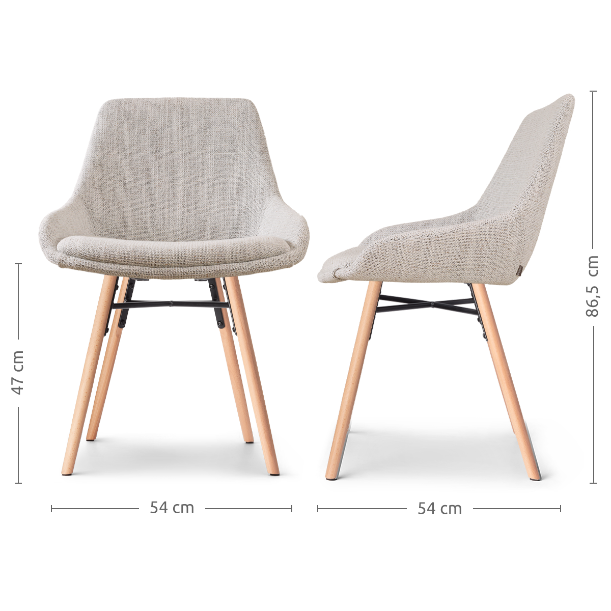 Nena-Isa eetkamerstoel beige gemêleerd - houten onderstel