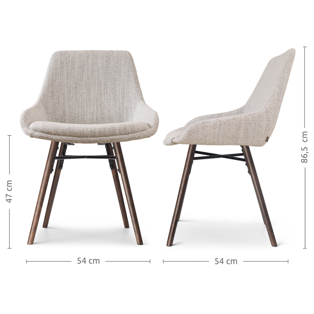 Nena-Isa eetkamerstoel beige gemêleerd - walnoot houten onderstel