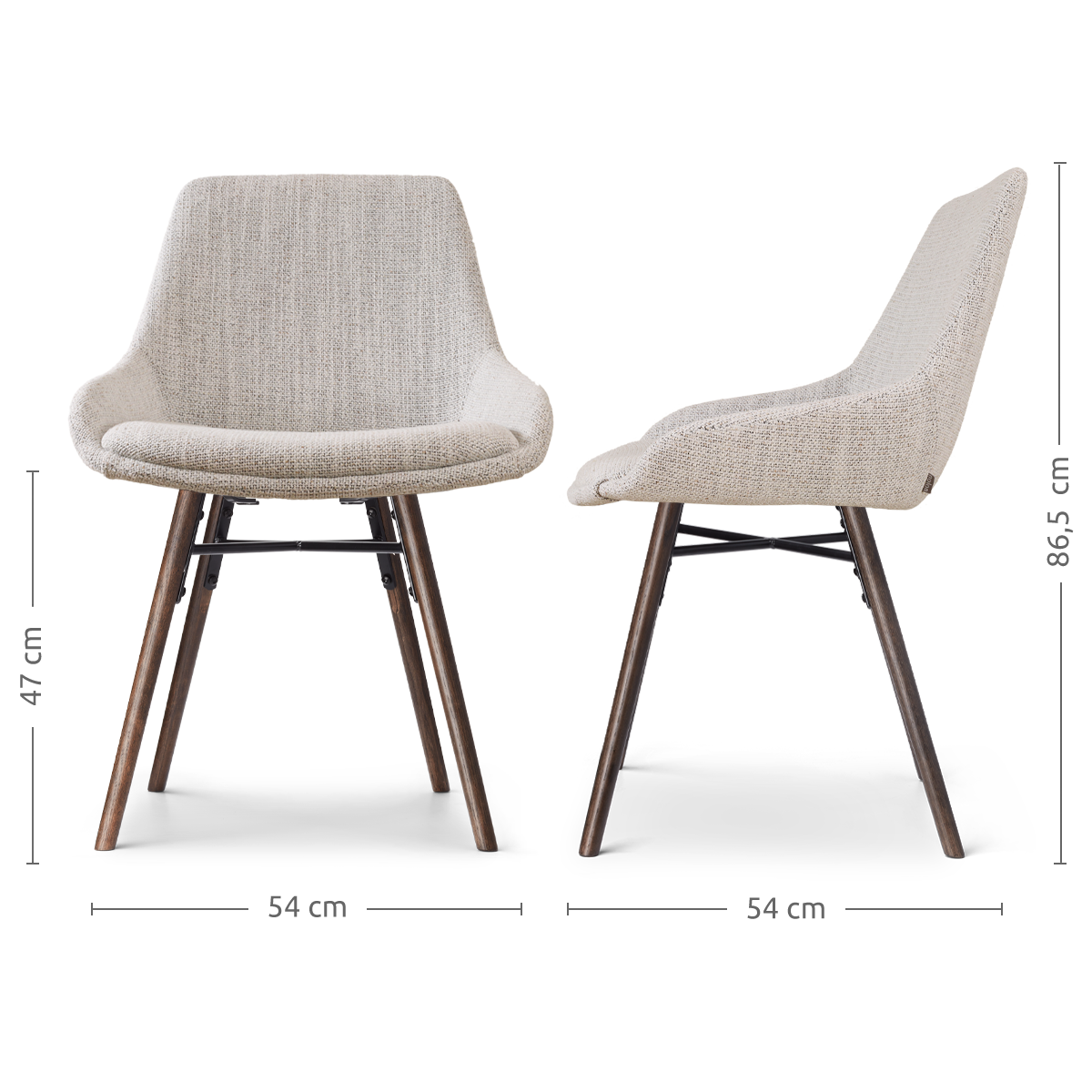 Nena-Isa eetkamerstoel beige gemêleerd - walnoot houten onderstel