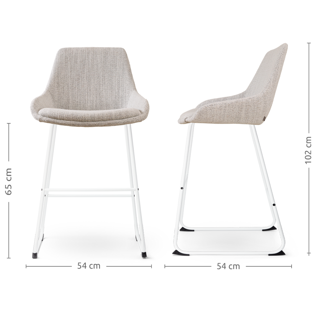 Nino-Isa barkruk beige gemêleerd - wit onderstel - 65 cm