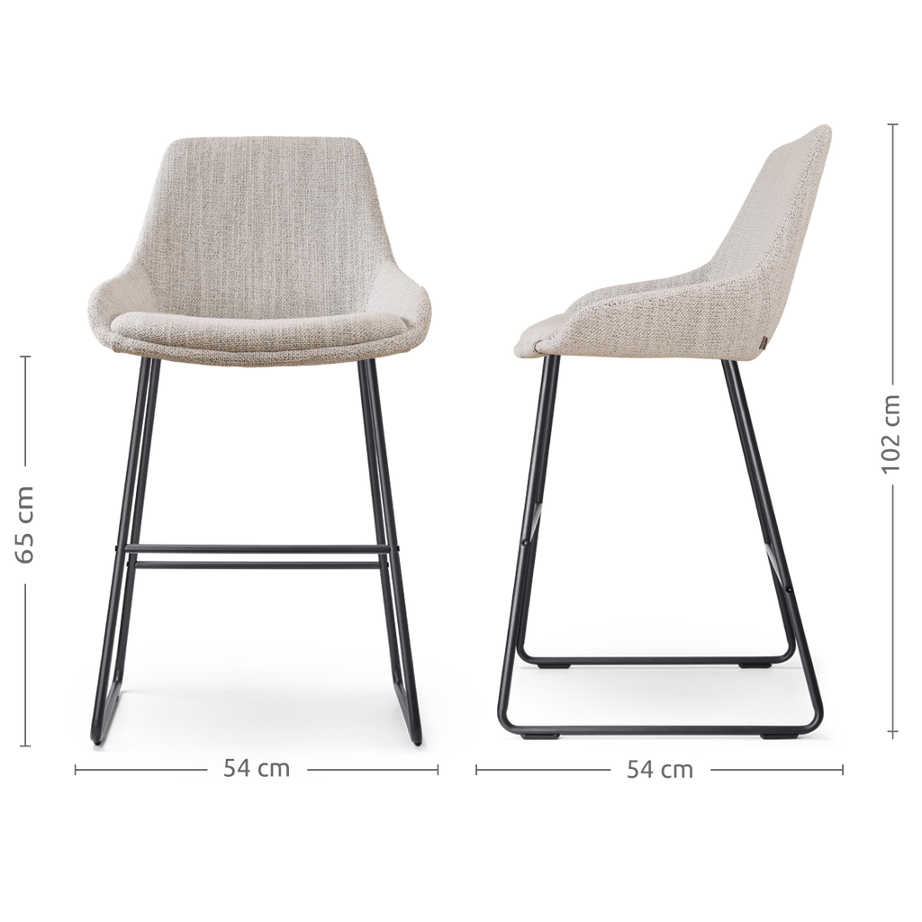 Nino-Isa barkruk beige gemêleerd - zwart onderstel - 65 cm
