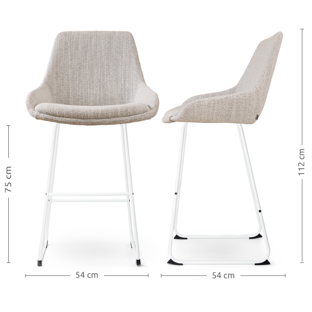 Nino-Isa barkruk beige gemêleerd - wit onderstel - 75 cm