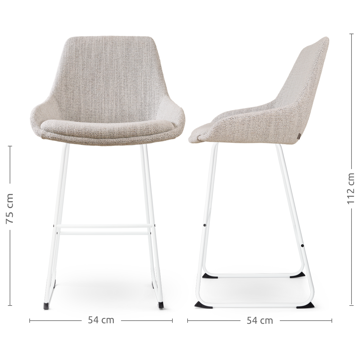 Nino-Isa barkruk beige gemêleerd - wit onderstel - 75 cm