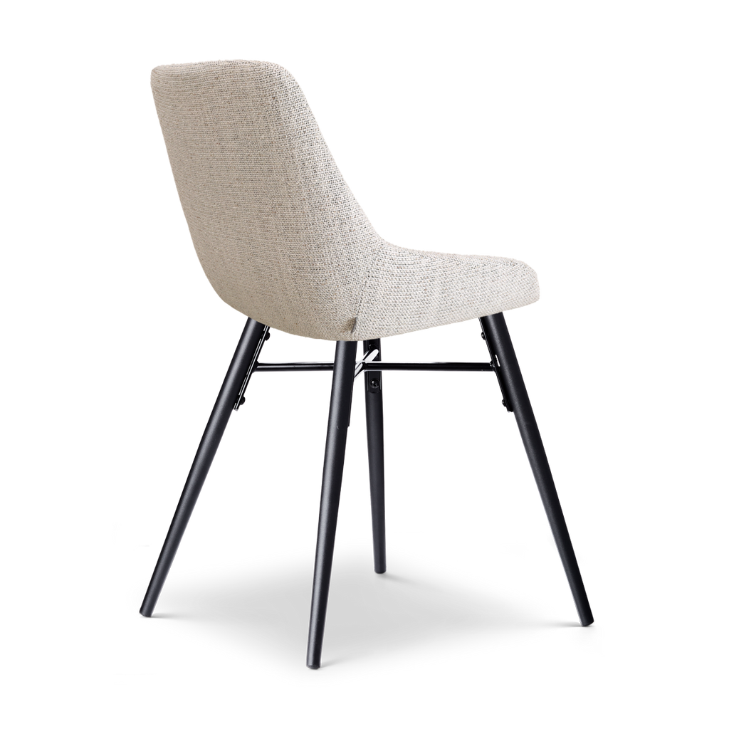 Nena-Isa eetkamerstoel beige gemêleerd - zwart houten onderstel