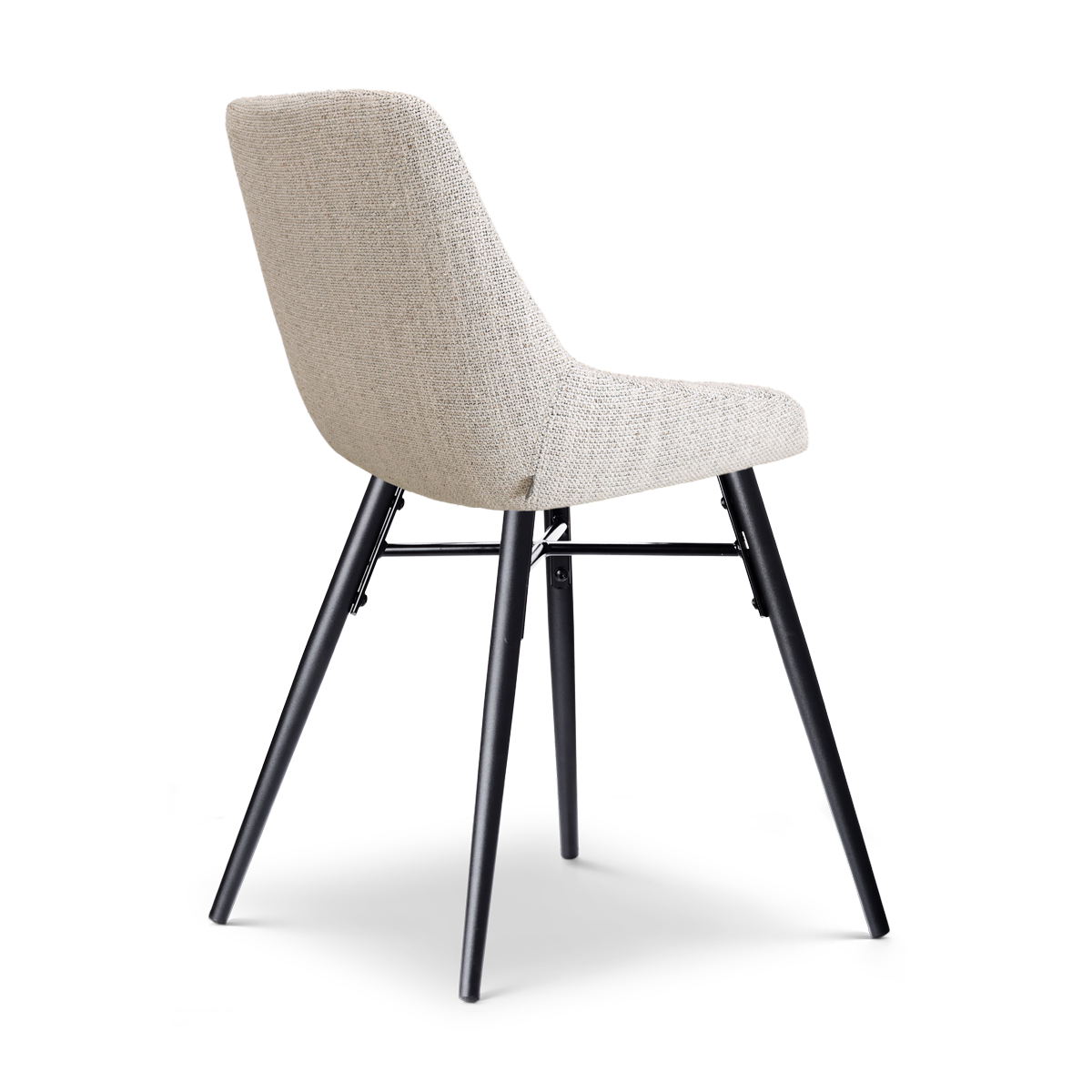 Nena-Isa eetkamerstoel beige gemêleerd - zwart houten onderstel