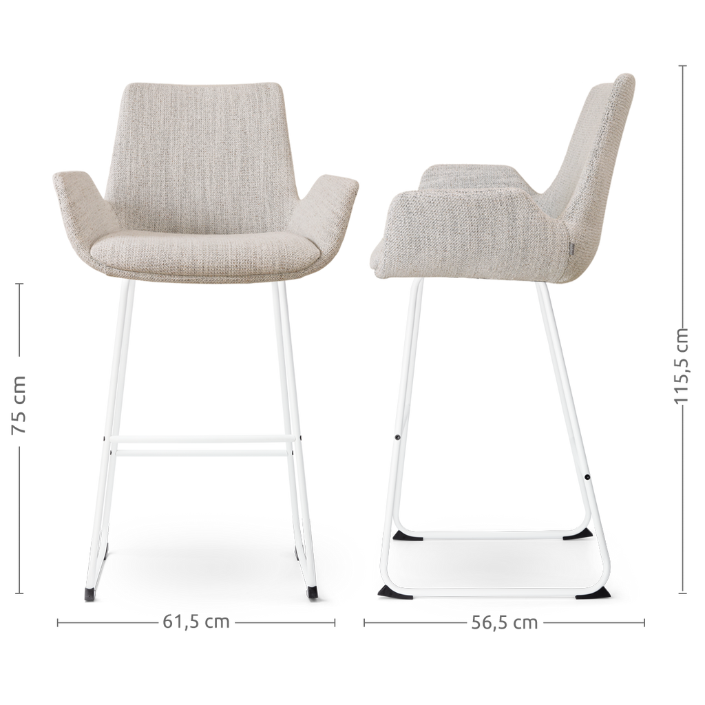 Nino-Eef barkruk beige gemêleerd - wit onderstel - 75 cm