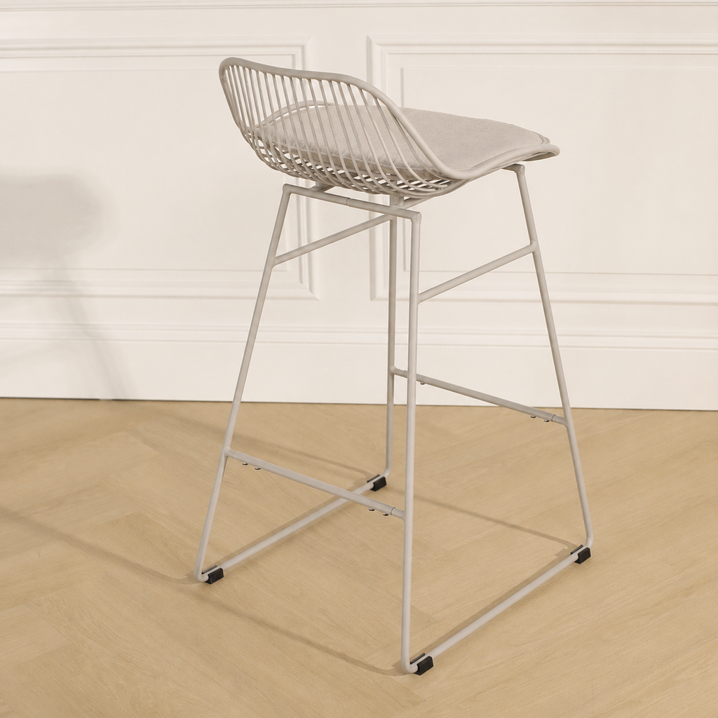 Pleun barkruk grijsbeige - met zitkussen - 65 cm
