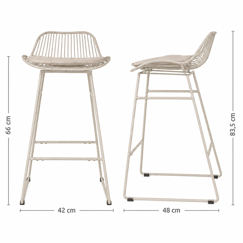 Pleun barkruk grijsbeige - met zitkussen - 65 cm