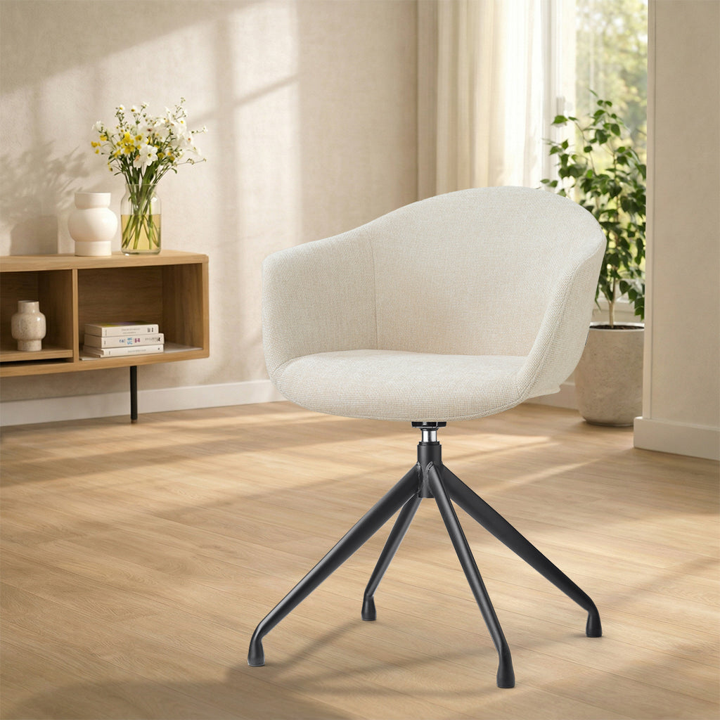 Nola-Otis draaibare eetkamerstoel cottonbeige - zwart onderstel