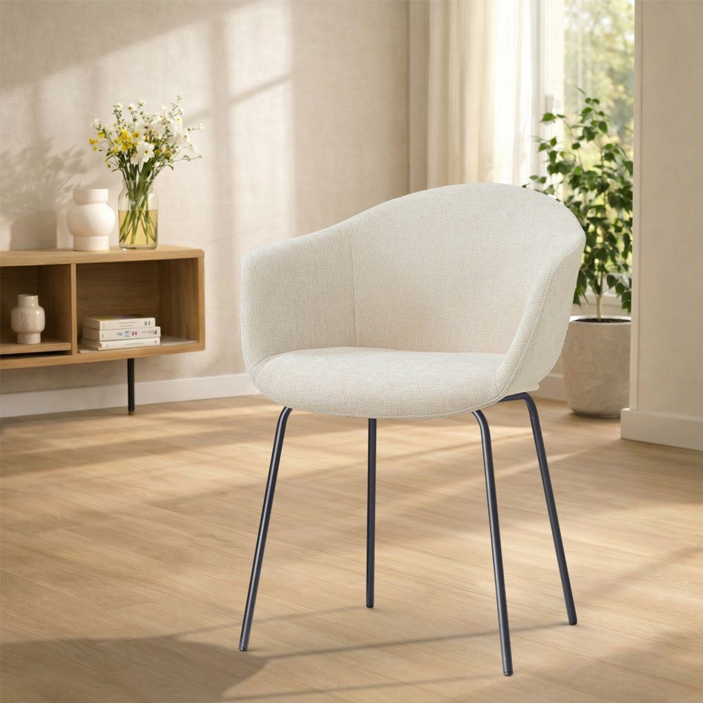 Nora-Otis eetkamerstoel cottonbeige - zwart onderstel