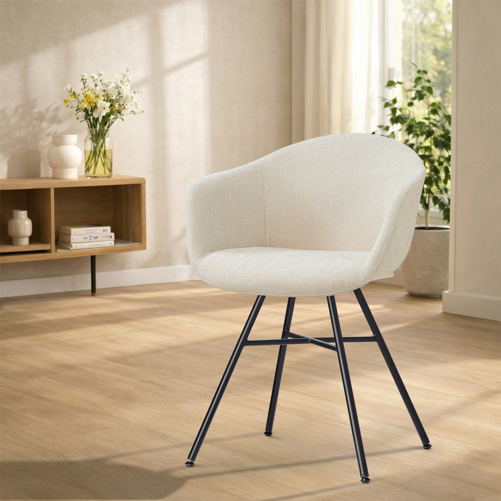 Noa-Otis eetkamerstoel cottonbeige - zwart onderstel