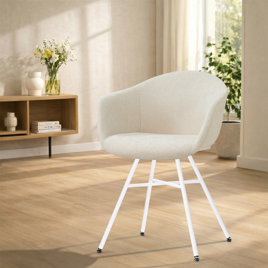 Noa-Otis eetkamerstoel cottonbeige - wit onderstel