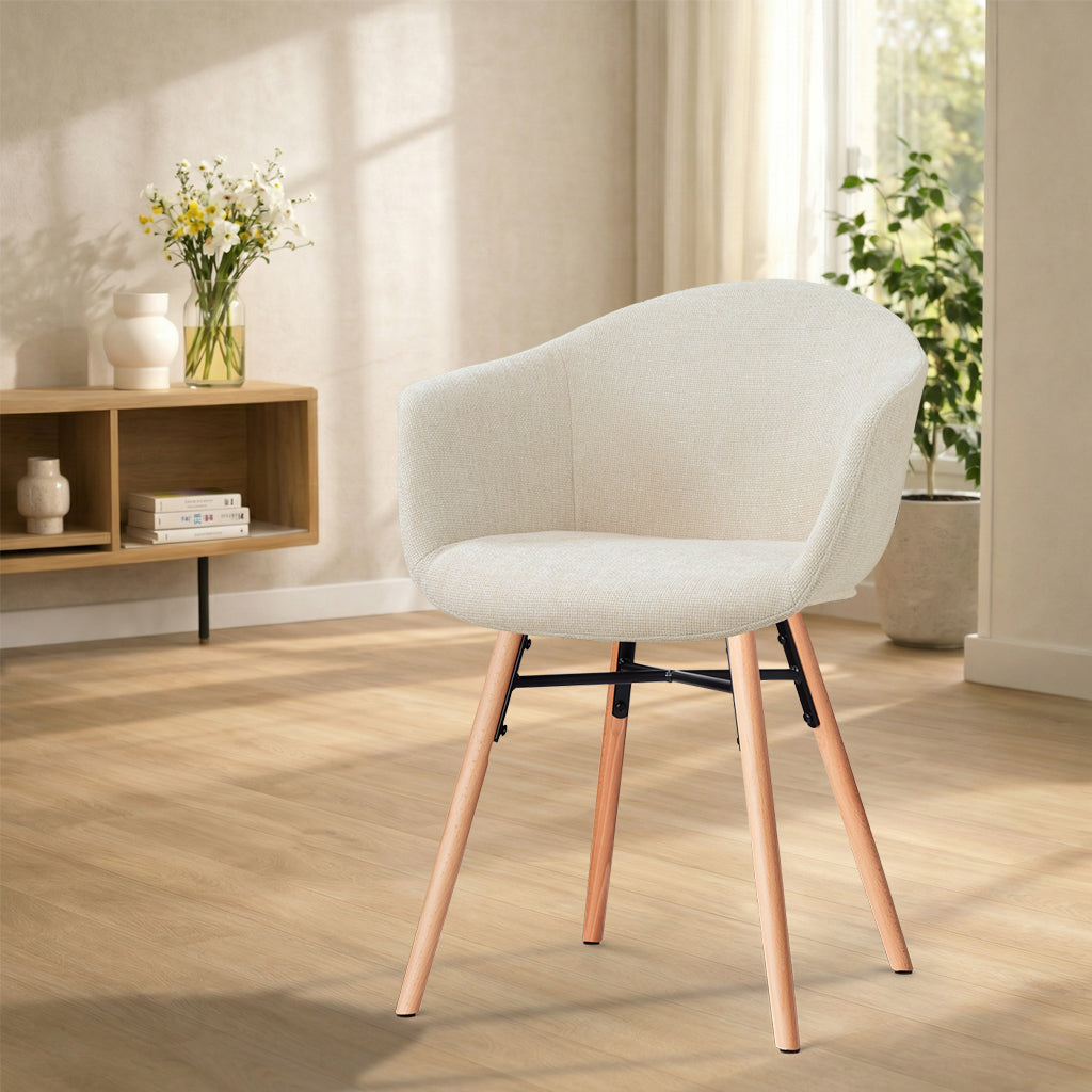 Nena-Otis eetkamerstoel cottonbeige - houten onderstel