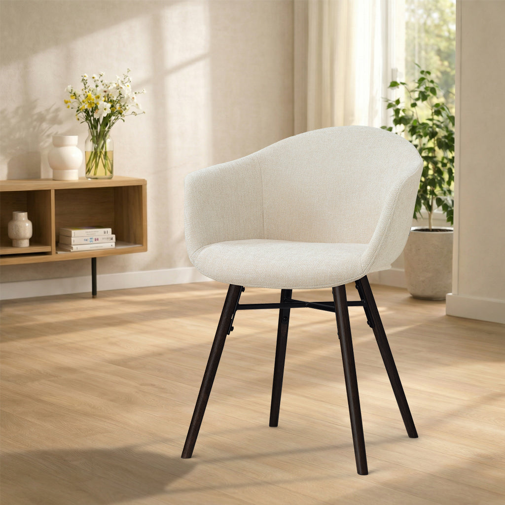 Nena-Otis eetkamerstoel cottonbeige - zwart houten onderstel