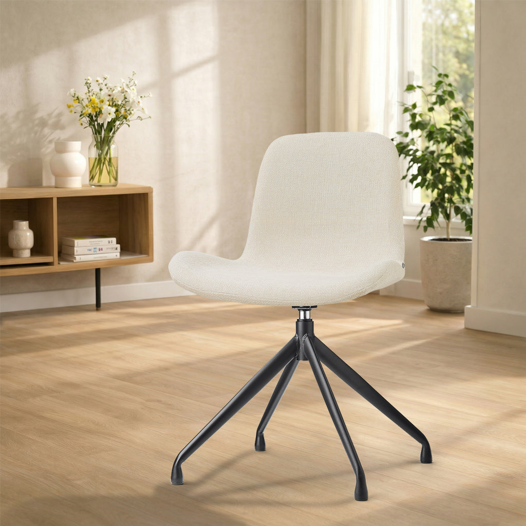 Nola-Fé draaibare eetkamerstoel cottonbeige - zwart onderstel