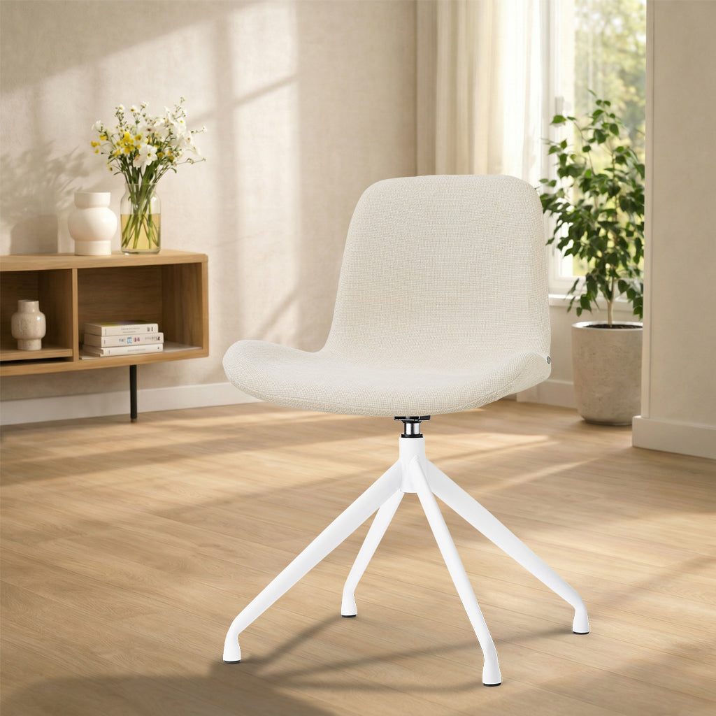 Nola-Fé draaibare eetkamerstoel cottonbeige - wit onderstel