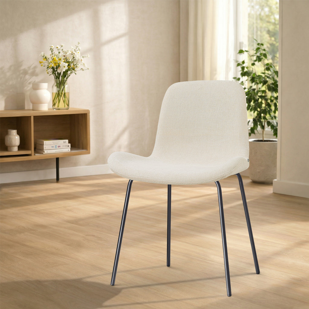 Nora-Fé eetkamerstoel cottonbeige - zwart onderstel