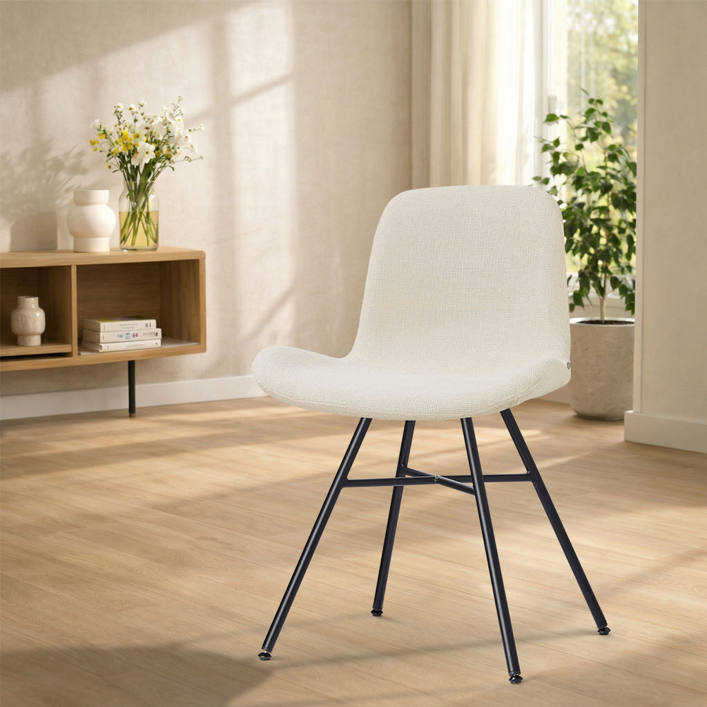 Noa-Fé eetkamerstoel cottonbeige - zwart onderstel