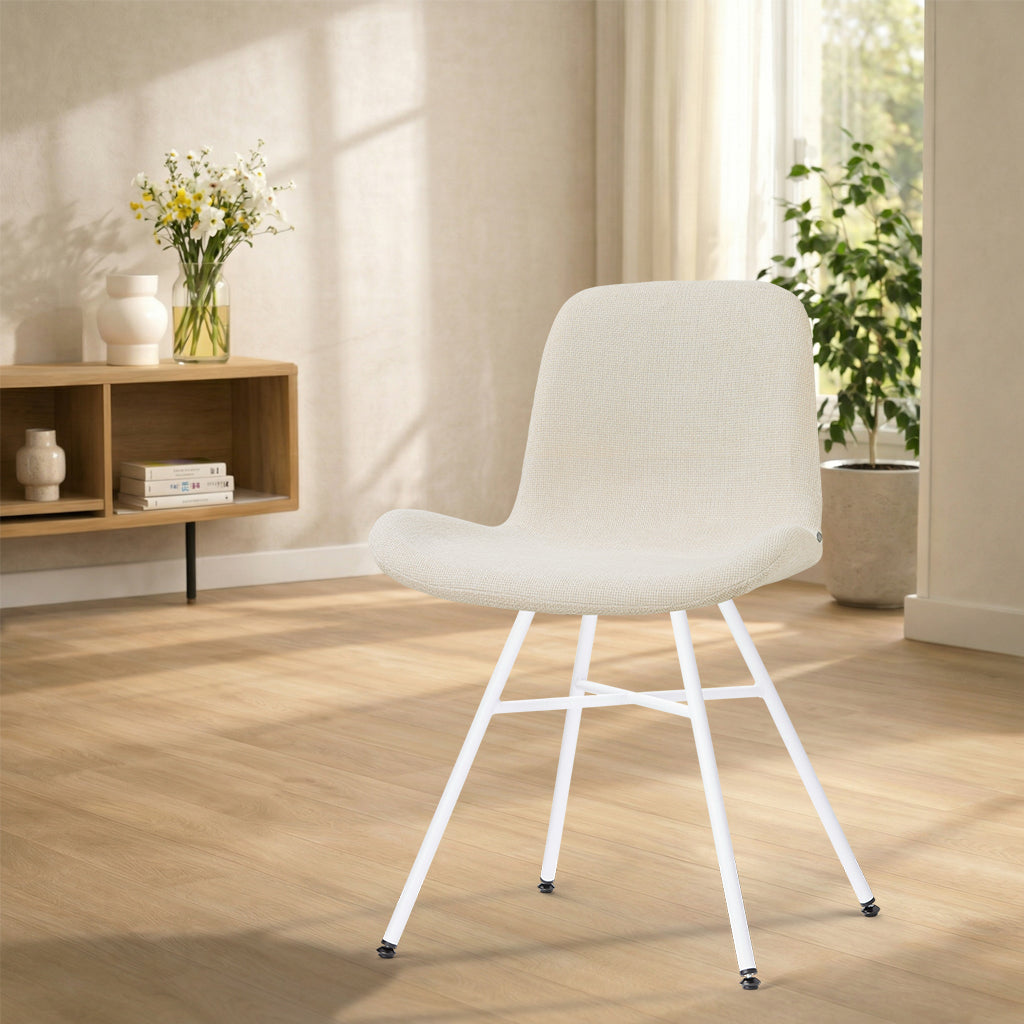 Noa-Fé eetkamerstoel cottonbeige - wit onderstel
