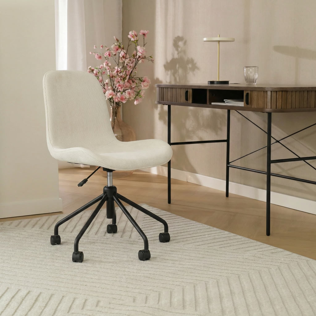 Nout-Fé bureaustoel rib beige - zwart onderstel