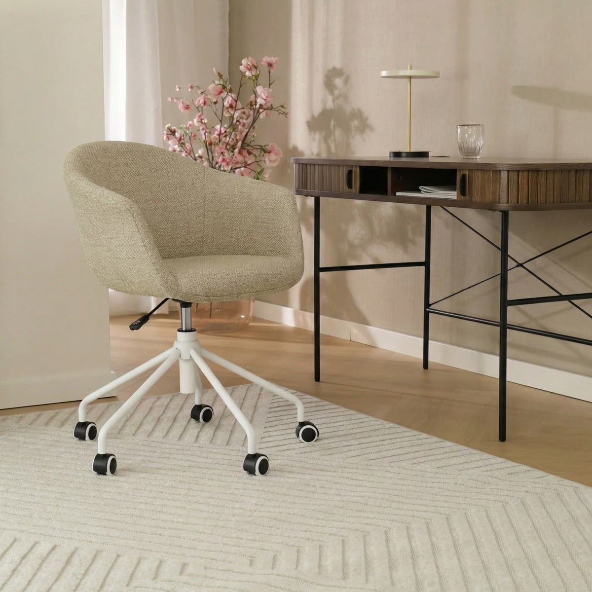 Nout-Otis bureaustoel taupe melange - wit onderstel