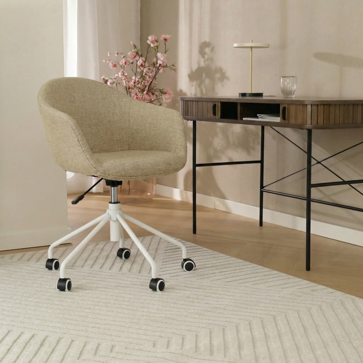 Nout-Otis bureaustoel taupe melange - wit onderstel