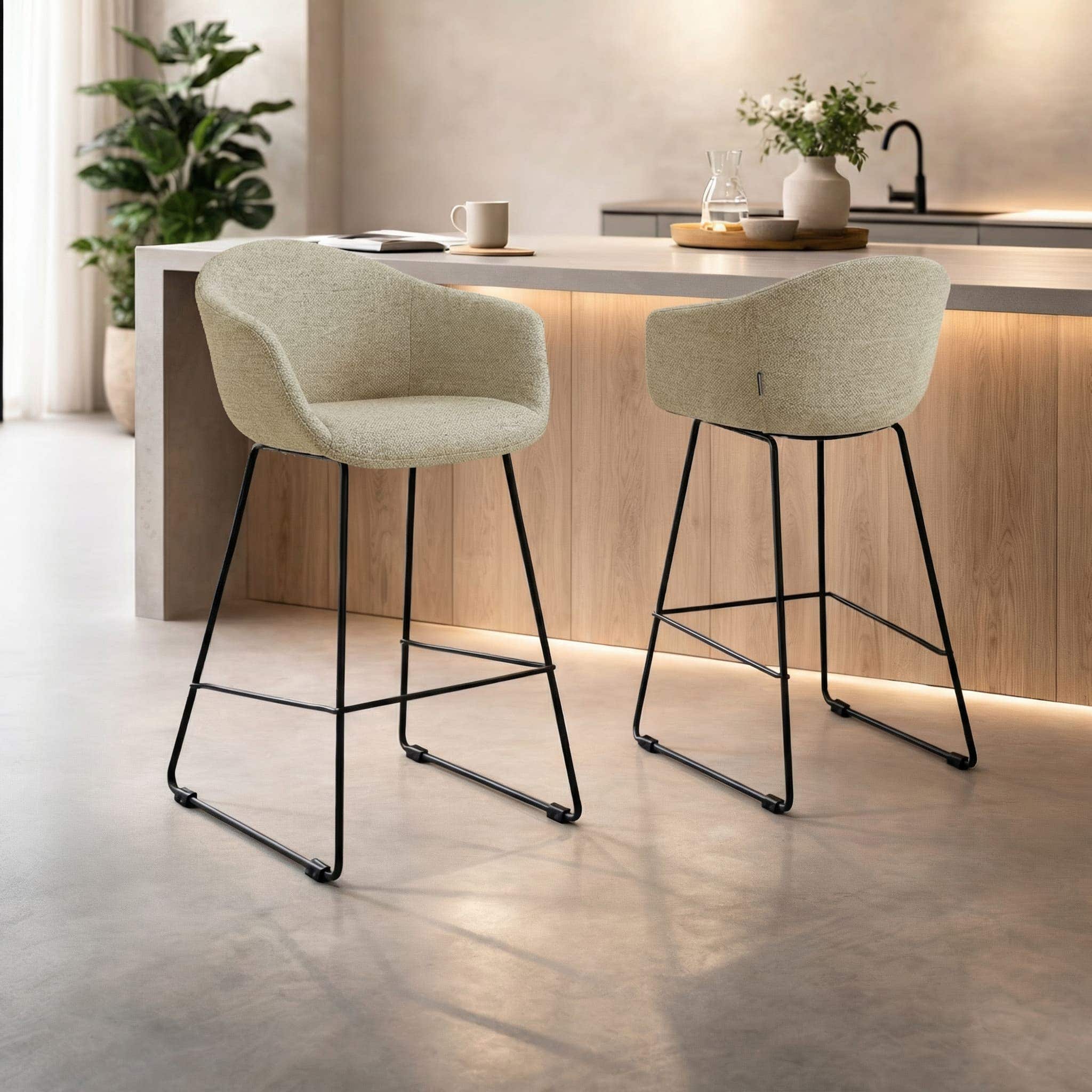 Nino-Otis barkruk taupe melange - zwart onderstel - 65 cm