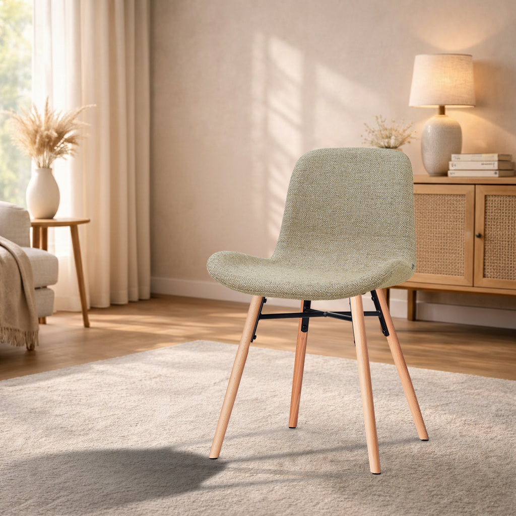 Nena-Fé eetkamerstoel taupe melange - houten onderstel
