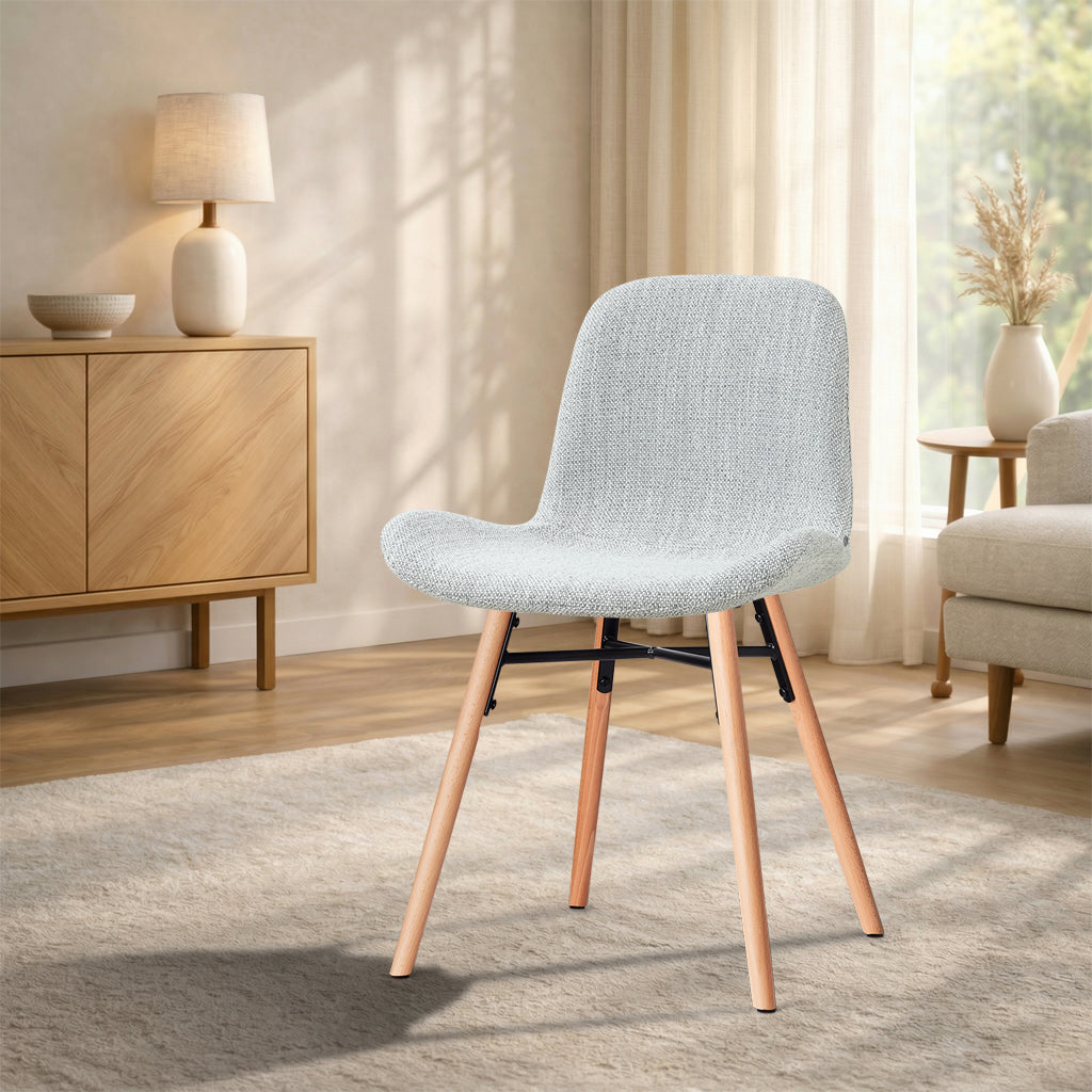 Nena-Fé eetkamerstoel grijs melange - houten onderstel