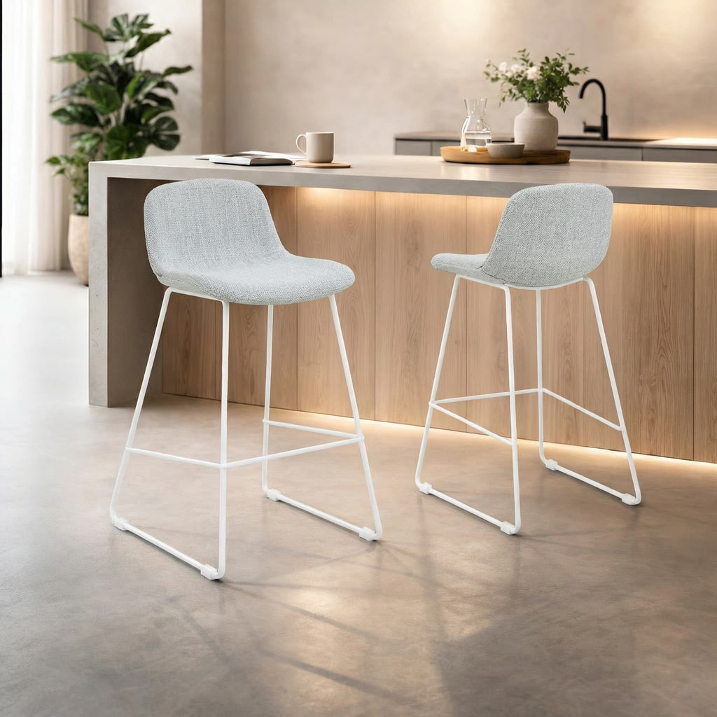 Nino-Mats barkruk grijs melange - wit onderstel - 65 cm