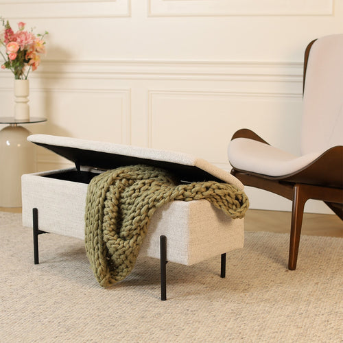 Jente bankje met opbergruimte beige melange - 95 x 37 cm